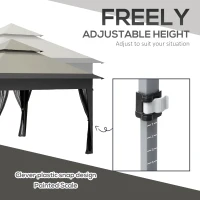 Outsunny 3 x 3(m) Pop Up Gazebo with Mosquito Netting, 1 Person Easy up Marquee Party Tent with 1-Button Push, Double Roof, Carry Bag, Sandbags, Height Adjustable Instant Shelter, Grey(m-7)