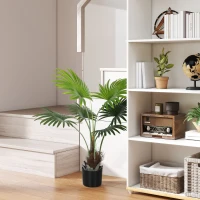HOMCOM 94cm Artificial Palm Tree, Decorative Artificial Plant with Lifelike PEVA Leaves and Coconut Coir, Fake Tree with Plastic Pot and Flocking for Home Office Decor, Green(m-2)
