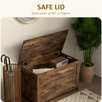 HOMCOM Storage Chest, Modern Storage Trunk with 2 Safety Hinges and Cut-out Handles, Wooden Toy Box for Living Room, Entryway, 76 x 40 x 48 cm, Rustic Brown(m-4)