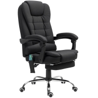 Vinsetto Ergonomic Massage Office Chair with 6-Point Vibrating & Heated Lumbar Support, Executive High Back Computer Desk Chair with Footrest, 135° Reclining, Breathable Microfiber Fabric, Full Black