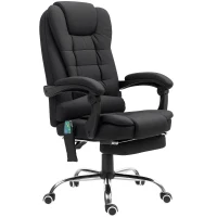Vinsetto Ergonomic Massage Office Chair with 6-Point Vibrating & Heated Lumbar Support, Executive High Back Computer Desk Chair with Footrest, 135° Reclining, Breathable Microfiber Fabric, Full Black(m-1)