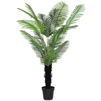 HOMCOM 175cm Artificial Areca Palm Tree with 16 PE Leaves, Decorative Artificial Plant with Plastic Pot and Flocked Soil, Fake Plant for Home Office Decor, Green(m-1)