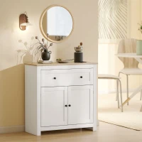 HOMCOM Sideboard Storage Cabinet, Morden Kitchen Cupboard with Adjustable Shelf, Drawer and Double Doors, Sideboard for Living Room, Dining Room, Hallway, White(m-9)