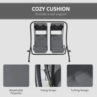 Outsunny Two-Seat Garden Swing Chair, with Protective Canopy - Grey(m-6)