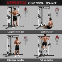 SPORTNOW Home Gym Machine, Multifunctional Gym Equipment with High and Low Pulleys, Pull Up Bar, 15-Position Adjustable Strength Training Workout Station for Full Body Fitness(m-4)