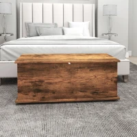 HOMCOM Storage Chest, Large 113L Blanket Box, Shoe Bench with Safety Hinged Lid, Storage Trunk, Bed End Bench for Bedroom, Hallway, Living room, Playroom, 100 x 40 x 40cm, Rustic Brown(m-7)
