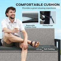 Outsunny 151.5L Storage Garden Bench, with Cushion - Grey(m-7)