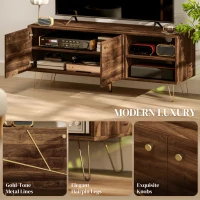 HOMCOM TV Stand Cabinet for up to 60 Inch TV, Modern 130cm TV Unit with Adjustable Shelves and Hairpin Legs, Double Door TV Cabinet for Living Room, Bedroom, Brown(m-4)
