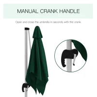 Outsunny Square Cantilever Garden Parasol, with Five-Position Canopy - Green(m-7)