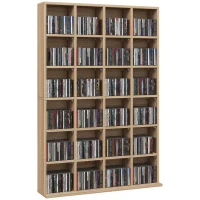 HOMCOM CD Storage Unit with Adjustable Shelves, 89 x 130.5 cm, Nature Wood Finish(m-10)