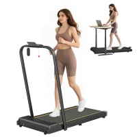 SPORTNOW 2.5HP Walking Pad, 1-6km/h Folding Treadmill with Remote Control and LED Display for Home Gym Office, Orange(m-10)