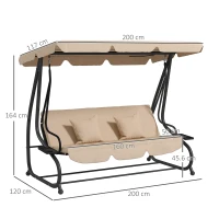 Outsunny Three-Person garden Swing Chair, with Adjustable Canopy - Light Brown(m-3)