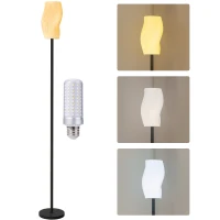 HOMCOM Floor Lamp for Living Room, 3D Printed Modern Standing Lamp with Flowing Curved Shade, 3 Colour Temperature & Foot Switch, Minimalist Tall Pole Lampshade for Bedroom, Office, White(m-10)