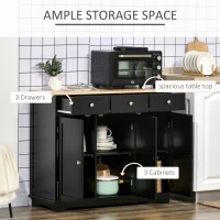 HOMCOM Sideboard with Rubberwood Top and Adjustable Shelves for Dining Room, Kitchen - Black(m-4)