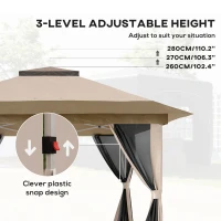 Outsunny 3.6 x 3.6m Pop-Up Gazebo, with Accessories - Beige(m-5)