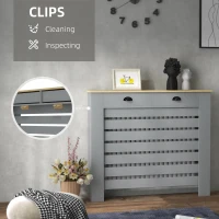 HOMCOM 95.5H x 111Wcm Radiator Cover, with Drawer - Grey(m-5)