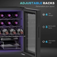 HOMCOM 42L 16-Bottle Wine Cooler Fridge - Black(m-6)