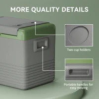 Outsunny 40L Portable Car Refrigerator - Light Green and Grey(m-7)