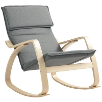 HOMCOM Comfortable Relax Rocking Chair, Upholstered Lounge Chair Recliner with High Back and Headrest for Living Room, Bedroom, Grey(m-10)