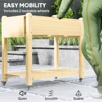 Outsunny 46 x 94cm Wooden Raised Planter, with Shelves - Natural Finish(m-5)