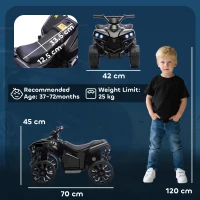 AIYAPLAY 6V Kids ATV, 4 Wheeler Electric Ride on Car with Music and LED Headlights, for Ages 3-6 Years Boys and Girls, Black(m-3)