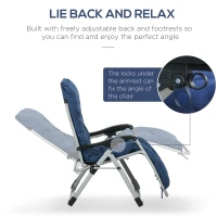 Outsunny 2 Piece Reclining Zero Gravity Sun Loungers with Cushions, Blue(m-4)