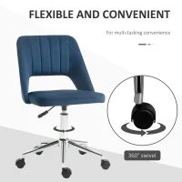 Vinsetto Armless Velvet-Feel Office Chair - Dark Blue(m-6)