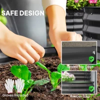 Outsunny Two-Tier Galvanised Steel Garden Planter - Dark Grey(m-6)