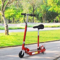 HOMCOM Trottinette électrique 120 W pliable pour enfant de 7 à 12 ans hauteur guidon et selle réglable 10 Km/h max. rouge(m-10)