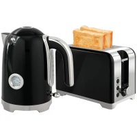HOMCOM Retro Toaster and Kettle Set - Black(m-10)