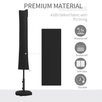 Outsunny Parasol Cover, Cantilever Umbrella Cover for 2-3.5 m Parasols, 420D Oxford Fabric Banana Umbrella Protector with Zipper for Outdoor Garden, Patio, Black(m-4)