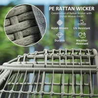 Outsunny Rattan Egg Chair with Cushions and Pillows, Charcoal Grey(m-4)