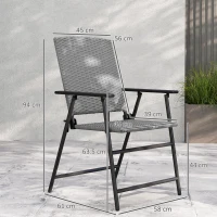 Outsunny Set of Two Folding Rattan Seat Chairs - Grey(m-3)