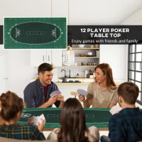 SPORTNOW Professional Poker Mat, 12-Player Water-resistant Poker Table with Felt Surface, Carry Bag, Green(m-4)