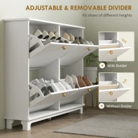 HOMCOM Narrow Shoe Storage Cabinet, Slim Shoe Cabinet with 4 Flip Drawers, Adjustable Shelves for 16 Pairs of Shoes, White(m-5)