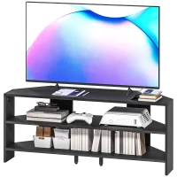 HOMCOM Corner TV Stand with 2 Open Shelves for 47 Inch TV - Black(m-11)