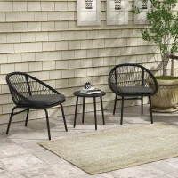 Outsunny Three-Piece Rattan Bistro Set - Black(m-2)