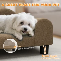 PawHut Elevated Dog Sofa Bed, Breathable Pet Sofa with Backrest and Armrest for Small Dogs, Brown(m-6)