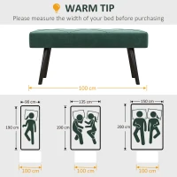 HOMCOM End of Bed Bench with X-Shape Design and Steel Legs, Upholstered Hallway Bench for Bedroom, Green(m-7)