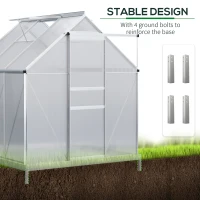 Outsunny 190 x 190cm Walk-In Polycarbonate Greenhouse(m-6)