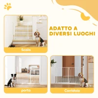 PawHut Cancelletto di Sicurezza per Cani in Acciaio e ABS, Estensibile 75-145cm per Scale e Porte, Bianco(m-7)