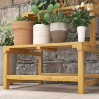 Outsunny Wooden Plant Stand, with Trellis - Natural Finish(m-9)