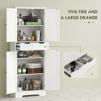 HOMCOM Tall Bathroom Storage Cabinet - White(m-4)