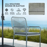 Outsunny Five-Piece PE Rattan Garden Dining Set with Cushions & Stackable Chairs - Light Grey(m-5)