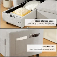 HOMCOM L Sofa Bed, with Storage - Light Grey(m-5)