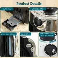 HOMCOM Electric Stainless Steel Kettle and Toaster Set, 3000W 1.7L UK Strix Thermostat Fast Boil Kettle w/ Limescale Filter, Cool Touch Body, 4 Slice Toaster with 7 Browning Levels, Black(m-9)