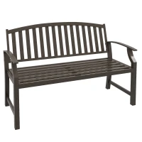 Outsunny Two-Seater Simple Metal Bench - Brown(m-1)