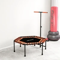 SPORTNOW 45" Rebounder Trampoline for Adults, Quiet Bungee Rebounder with LED Lights and Adjustable Handle, Orange(m-9)