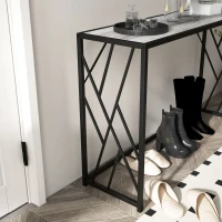 HOMCOM Console Table, Industrial Sofa Table with Metal Frame for Living Room, Hallway, 120 cm, Grey(m-8)