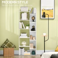 HOMCOM Modern Book Shelf with 11 Open Shelves, 6-Tier Bookcase, Freestanding Shelving Unit for Home Office and Study, White(m-4)